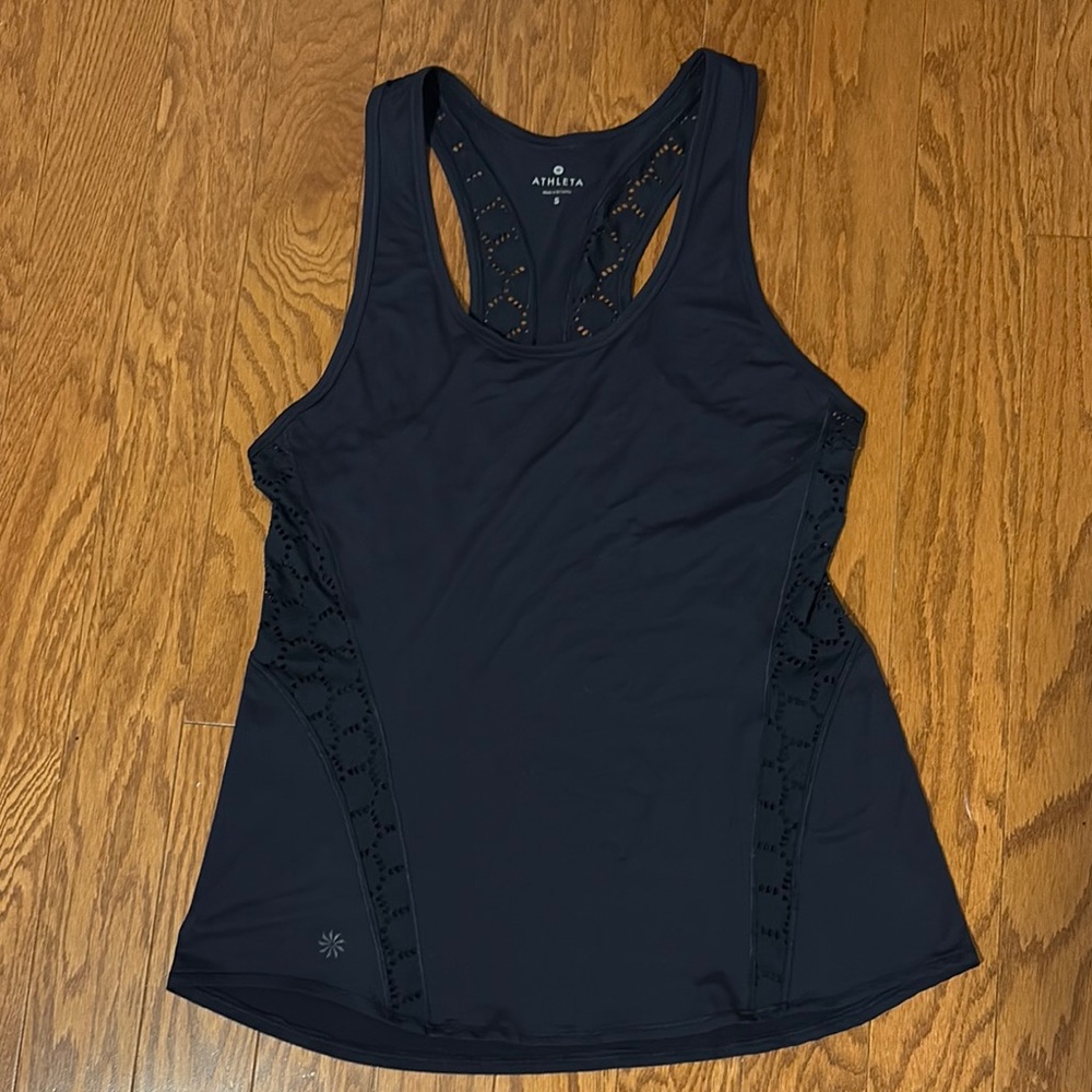 Athleta Dark Navy Blue Tank Top with Cut Out Design